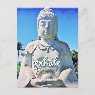 Hawaii Peaceful Buddha Exhale Script Tropical Postcard