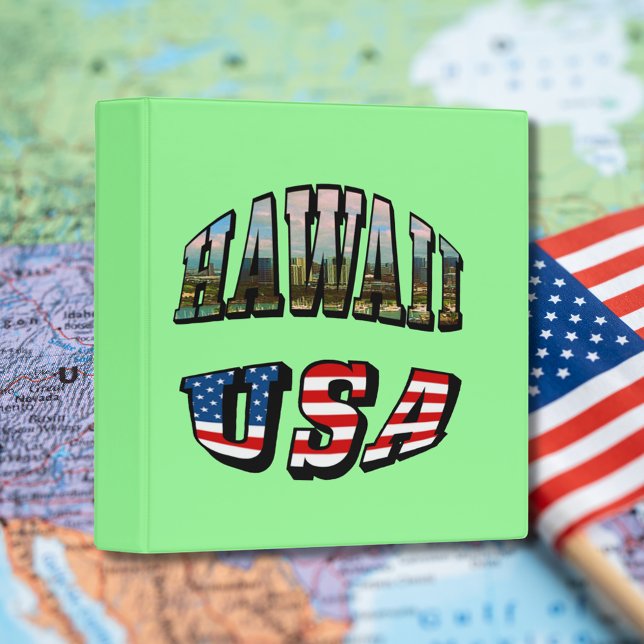 Hawaii Picture and USA Flag Text Binder (Hawaii Picture and USA Flag Text Binder)