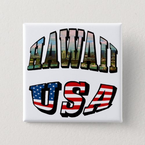 Hawaii Picture and USA Flag Text Button