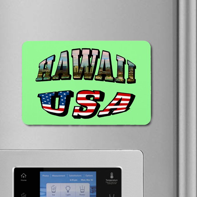 Hawaii Picture and USA Flag Text Flexible Magnet (Hawaii Picture and USA Flag Text Flexible Magnet)