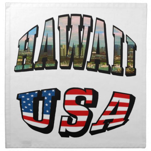 Hawaii Picture and USA Flag Text Napkin