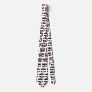 Hawaii Picture and USA Flag Text Neck Tie