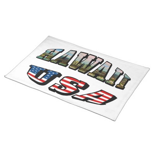Hawaii Picture and USA Flag Text Placemat