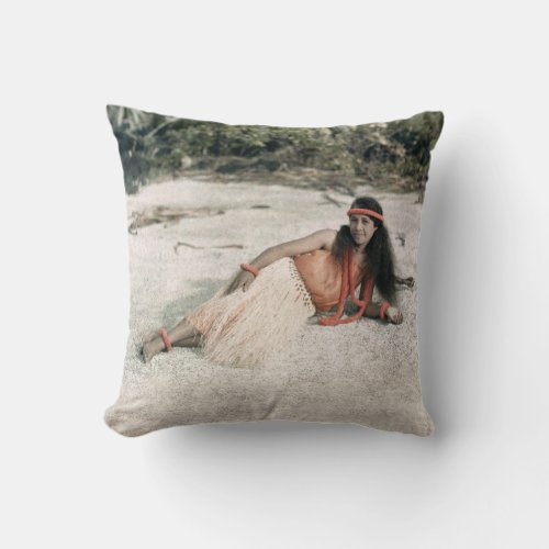 Hawaii PILLOW Vintage 1910 Hula Girl Throw Pillow