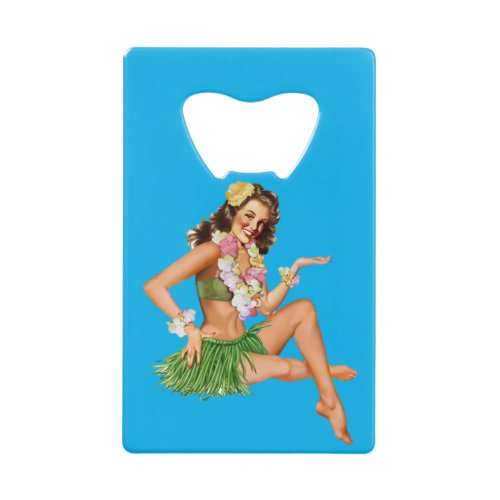  Hawaii Pin Up Girl Vintage Art _   Credit Card Bottle Opener