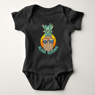 Hawaii Pineapple Sunglasses Surfing Sunset Beach Baby Bodysuit