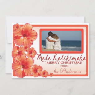 Hawaii pink hibiscus custom photo Christmas cards