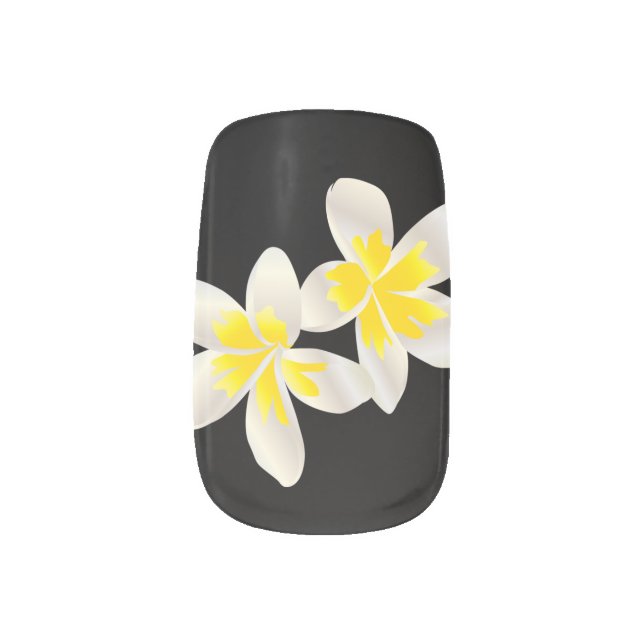 Hawaii Plumeria Flower Minx Nail Art (Left Thumb)