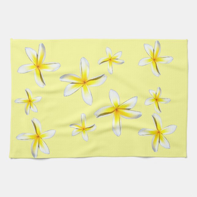 Hawaii Plumeria Yellow and White Towel (Horizontal)