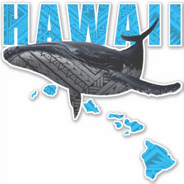 HAWAII POLYNESIAN TRIBAL HUMPBACK HAWAII ISLANDS STICKER (Front)