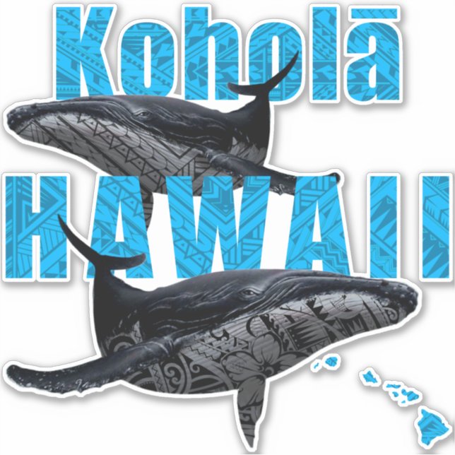 HAWAII POLYNESIAN TRIBAL HUMPBACKS HAWAII ISLANDS STICKER (Front)