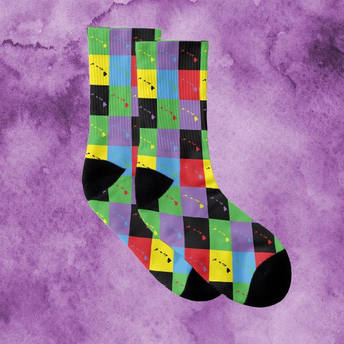 Hawaii Pop Art Outline Pattern Socks