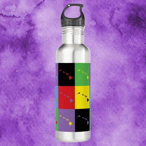 Hawaii Pop Art State Outline Pattern Stainless Steel Water Bottle