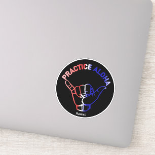 Hawaii Practice Aloha Flag Shaka (Hang loose) Sticker