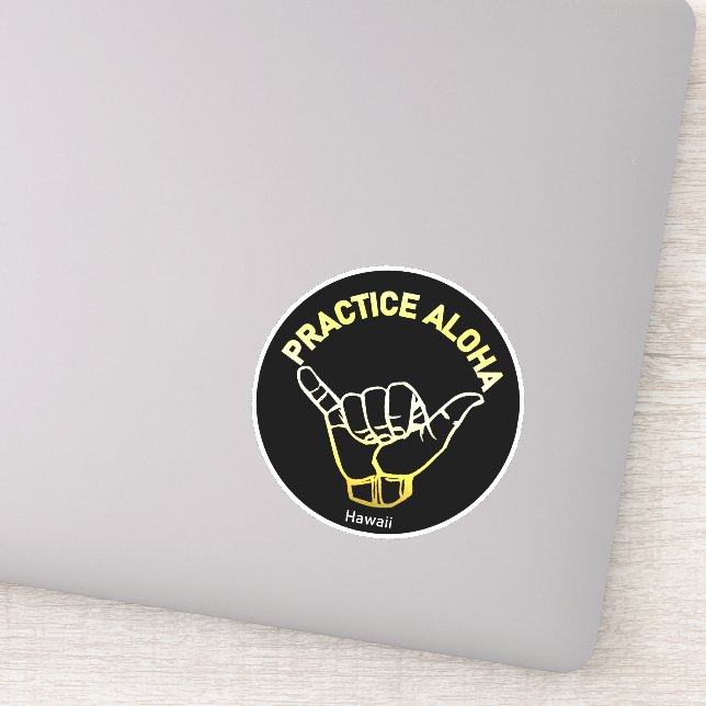 Hawaii Practice Aloha Golden Shaka (Hang loose) Sticker (Detail)