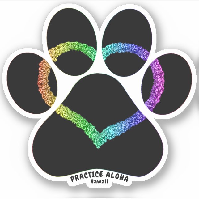 Hawaii Practice Aloha - Kitty Love Rainbow Sticker (Front)