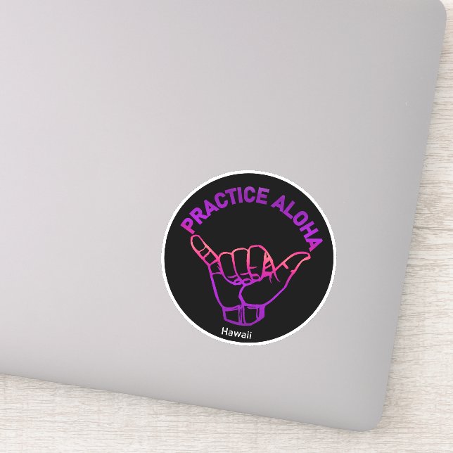 Hawaii Practice Aloha PurpleRay Shaka (Hang loose) Sticker (Detail)