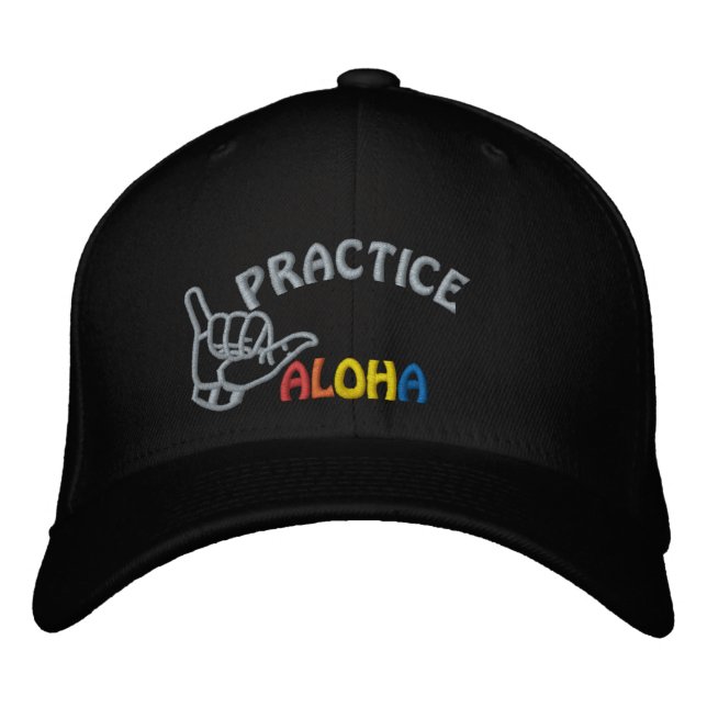 Hawaii Practice Aloha Shaka (Hang loose) Embroidered Baseball Cap (Front)