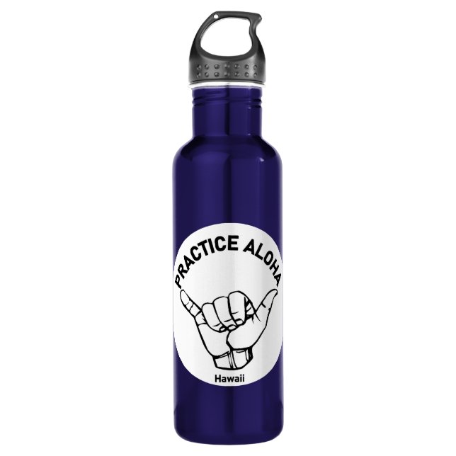 Hawaii - Practice Aloha Shaka (Hang loose) Stainless Steel Water Bottle (Front)