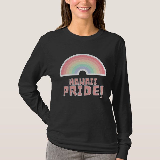 Hawaii Pride LGBTQ Cute Rainbow Minimalist Pride T-Shirt (Front)
