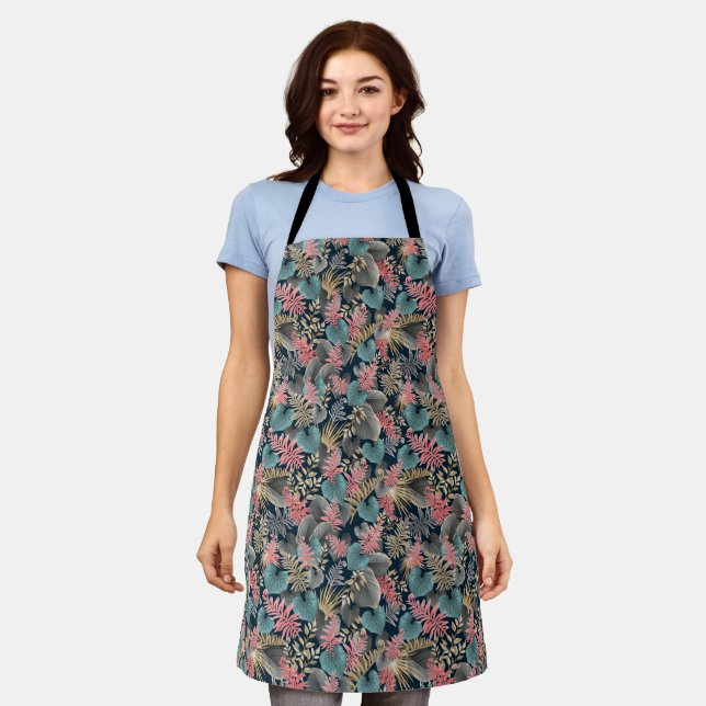 Hawaii Print Flower Cotton Aprons For Men & Women (Worn)