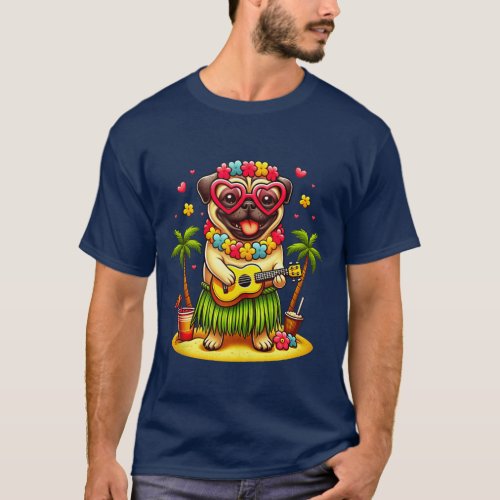 Hawaii Pug Summer Outfits T_Shirt