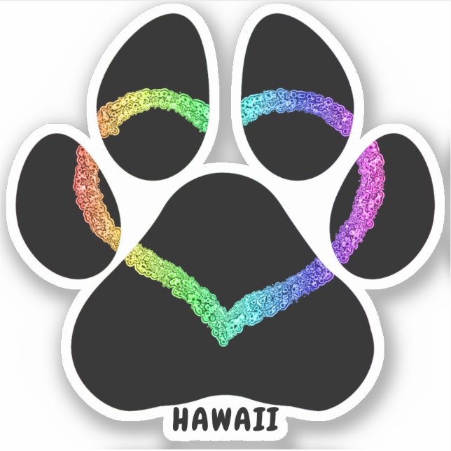 Hawaii Puppy Love Rainbow Sticker (Front)