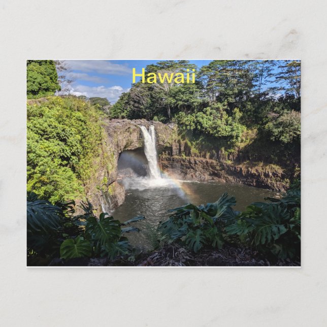 Hawaii Rainbow Waterfall Postcard (Front)