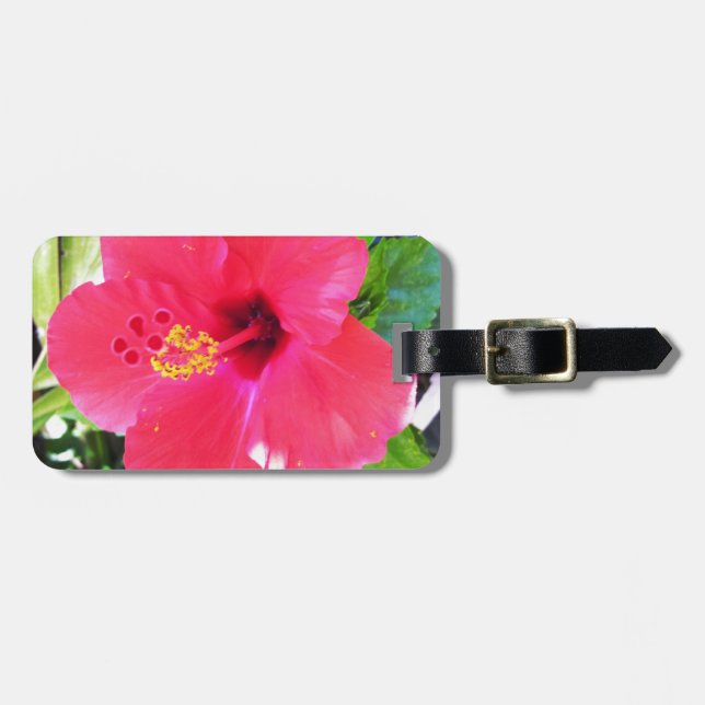 Hawaii Red Hibiscus Flower Luggage Tag (Front Horizontal)
