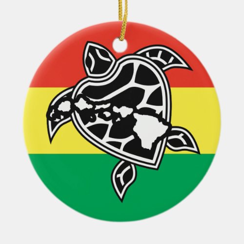 Hawaii Reggae Turtle Ceramic Ornament