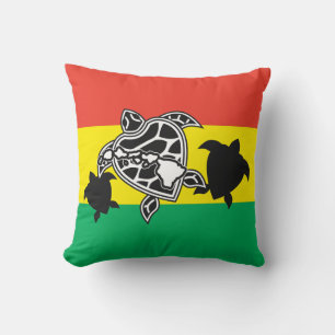 Hawaii Reggae Turtle Throw Pillow