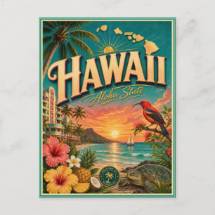 Hawaii Retro Travel Souvenir Postcard