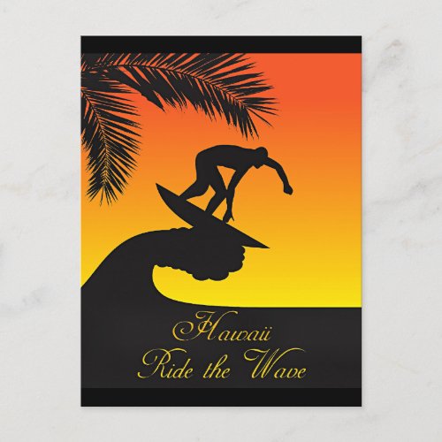 Hawaii Ride the Wave Postcard