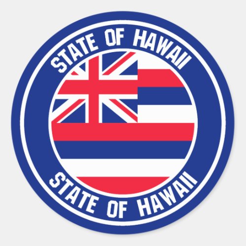 Hawaii Round Emblem Classic Round Sticker