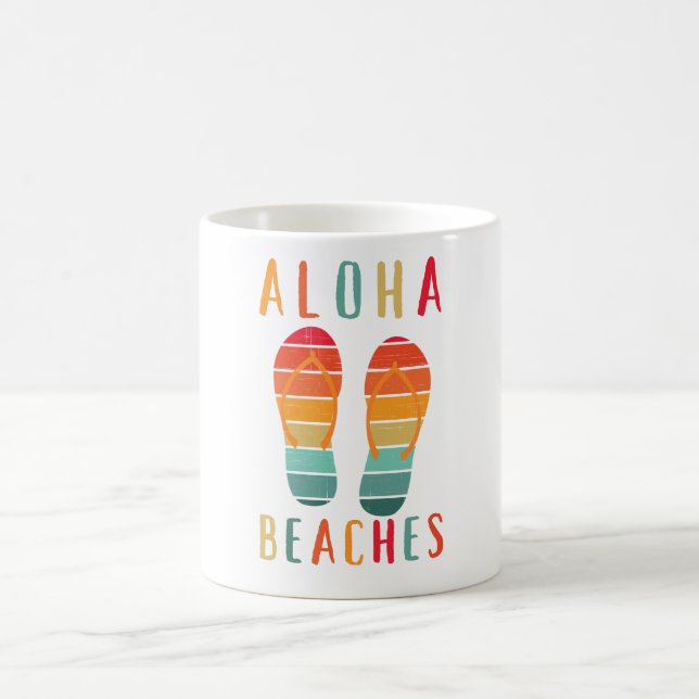 Hawaii Sandles Aloha Beaches Coffee Mug (Center)