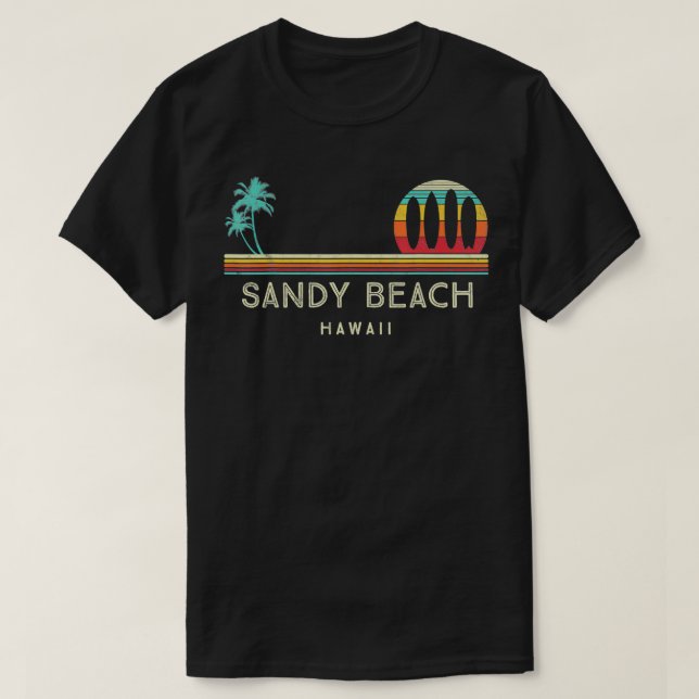 Hawaii Sandy beach Palm trees Hawaiian Surf  T-Shirt (Design Front)