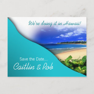 Hawaii Save The Date (aqua ocean) Announcement Postcard