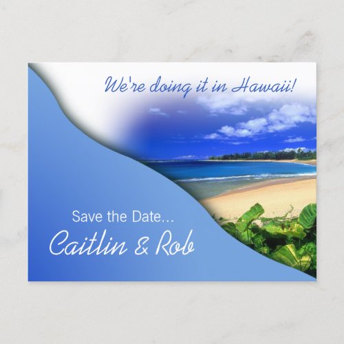 Hawaii Save The Date sky blue Announcement Postcard