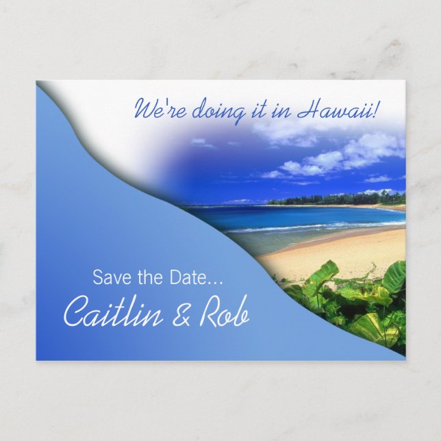 Hawaii Save The Date (sky blue) Announcement Postcard (Front)
