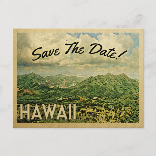 Hawaii Save The Date Vintage Postcards (Front)