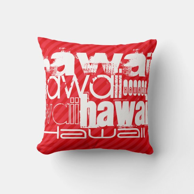 Hawaii; Scarlet Red Stripes Throw Pillow (Front)