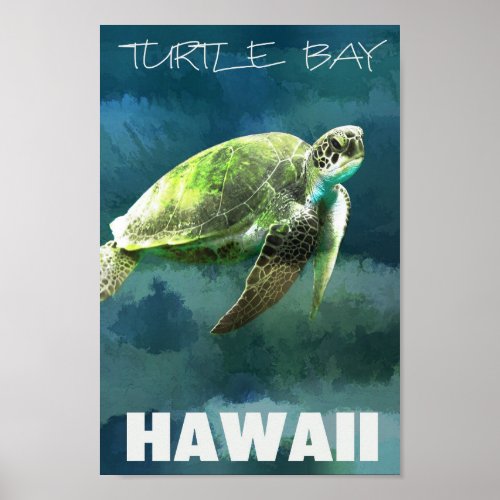 Hawaii Sea Turtle Artistic Poster