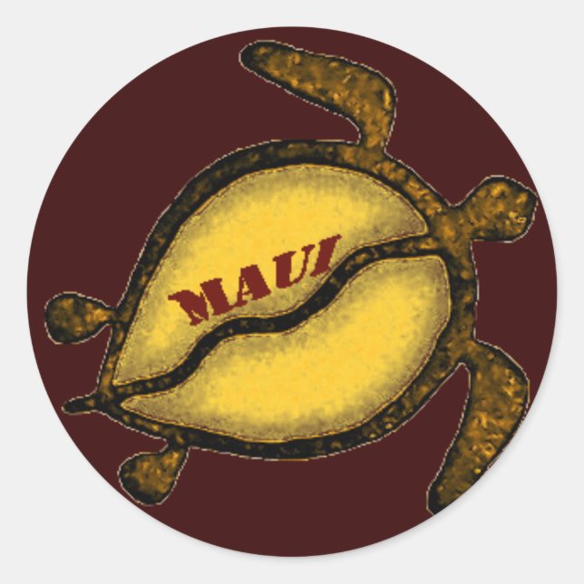 Hawaii Sea Turtle Maui Classic Round Sticker (Front)