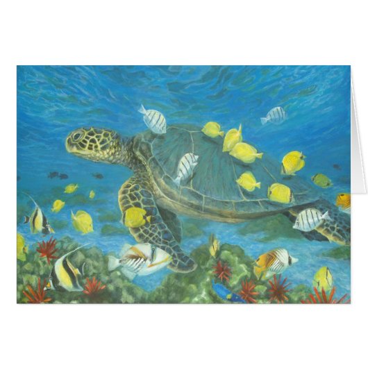 Hawaii sea turtle with reef fis cards (Front Horizontal)