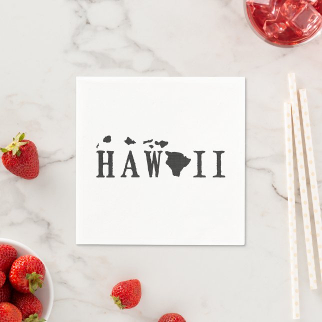 Hawaii Shaped Letter Hawaiian Word Art Paper Party Napkins (Insitu)