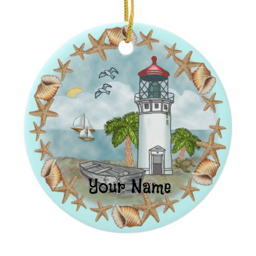 Hawaii Shells Lighthouse Ornament