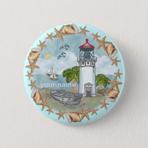 Hawaii Shells Lighthouse pin button