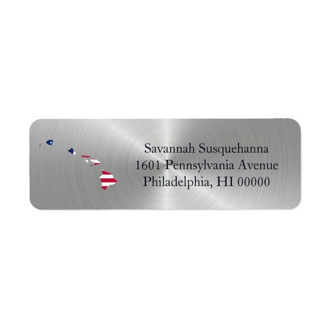 Hawaii Silver American Flag Patriotic Label (Front)