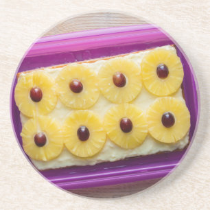 Hawaii slices with pineapple on rustic wood sandstone coaster