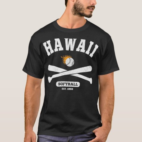 Hawaii Softball Retro Style for Men Women T_Shirt